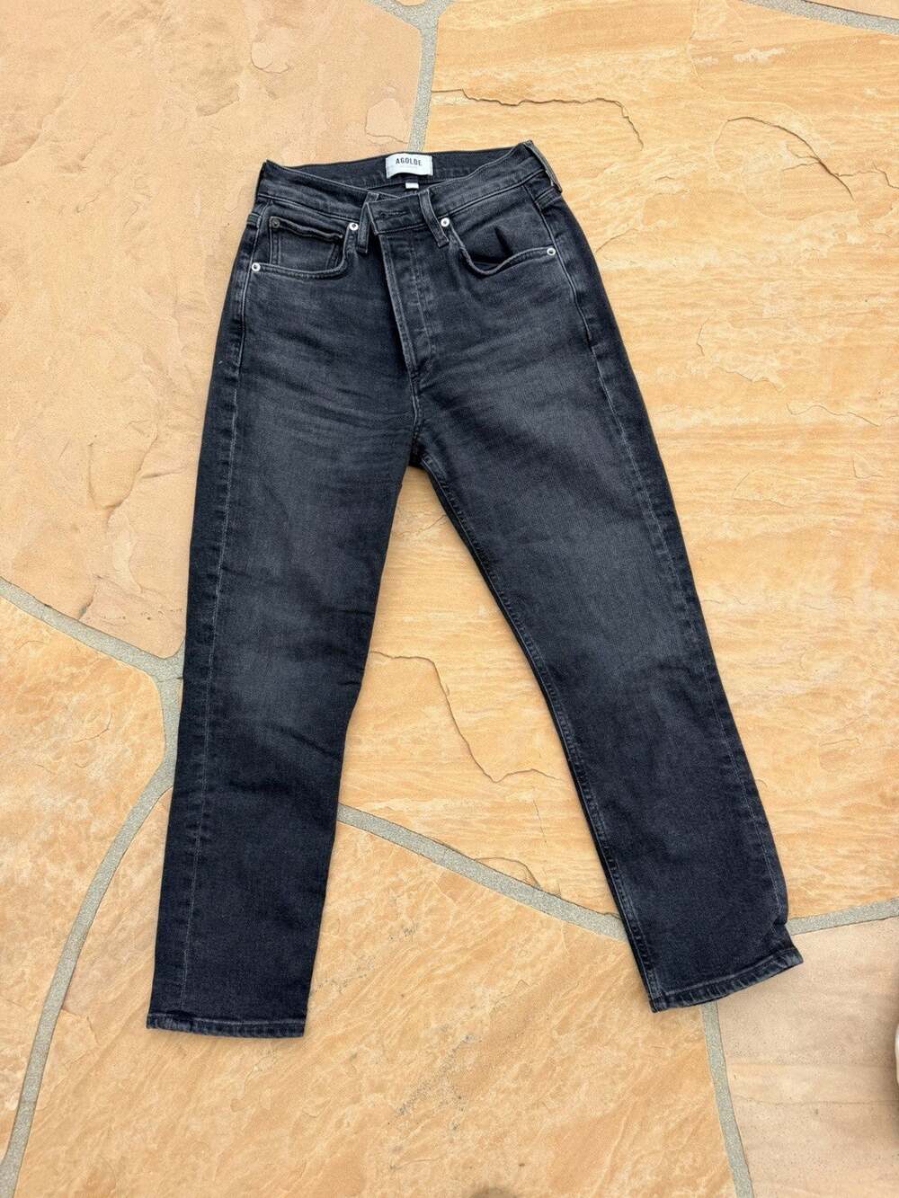 AGOLDE Jeans 26 Black Straight Leg Mid Rise Organic Cotton Stretch ES